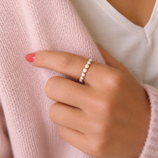 Bague ajustable acier doré et blanc