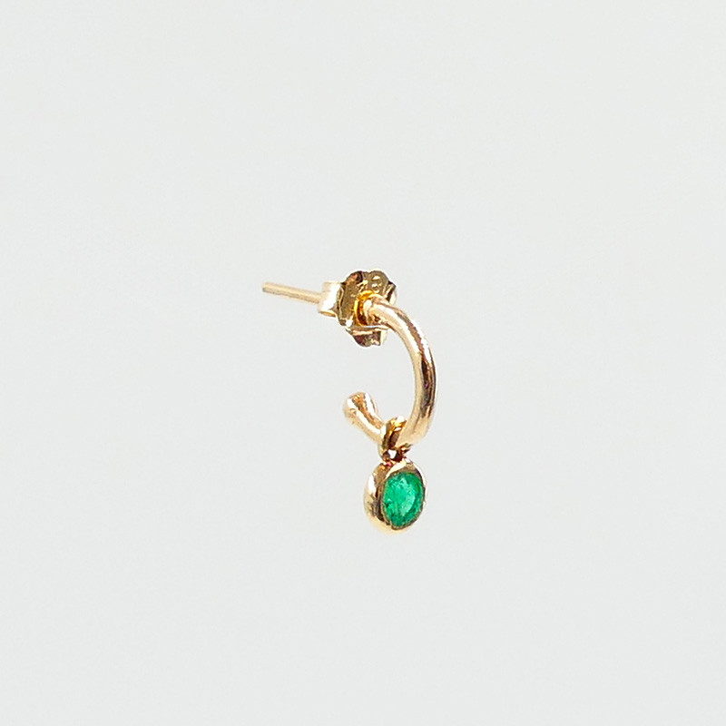 Créole Or 18 Carats & Solitaire Émeraude