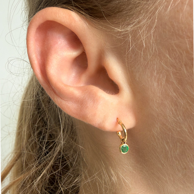 Créole Or 18 Carats & Solitaire Émeraude
