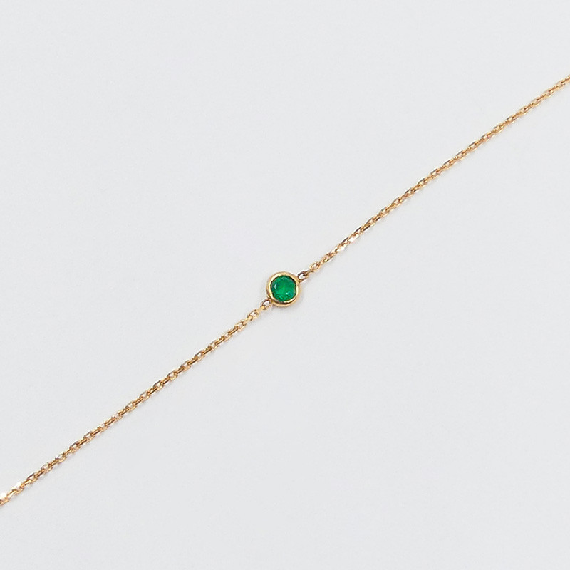 Bracelet Solitaire Émeraude en Or 18 Carats