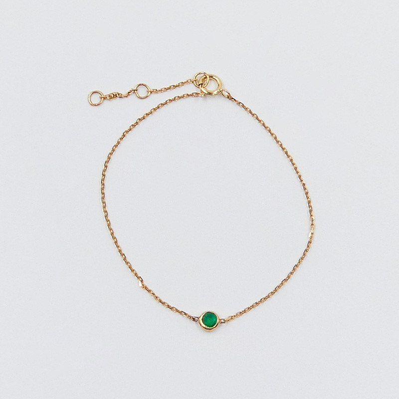 Bracelet Solitaire Émeraude en Or 18 Carats