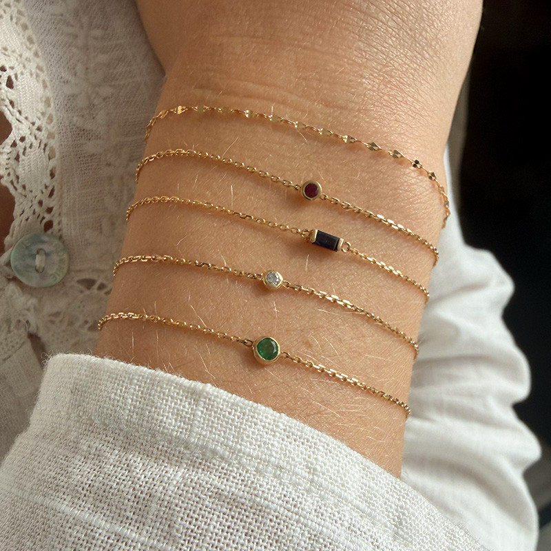 Bracelet or 18 carats baguette Saphir bleu