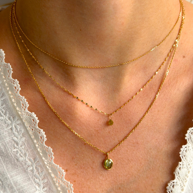 Collier or 18 carats & Chrysoberyl