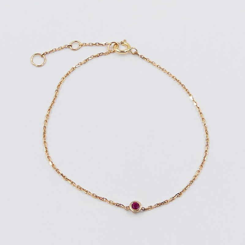 Bracelet Solitaire Rubis en Or 18 Carats