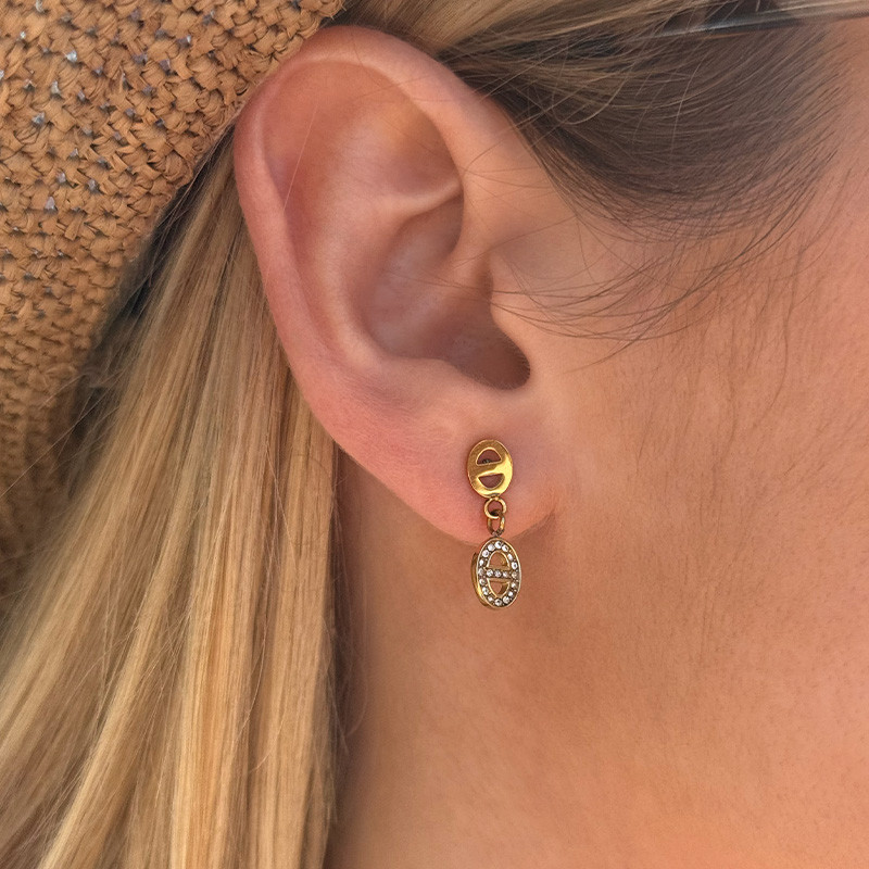 Boucles d’Oreilles Acier Inoxydable Maille Marine
