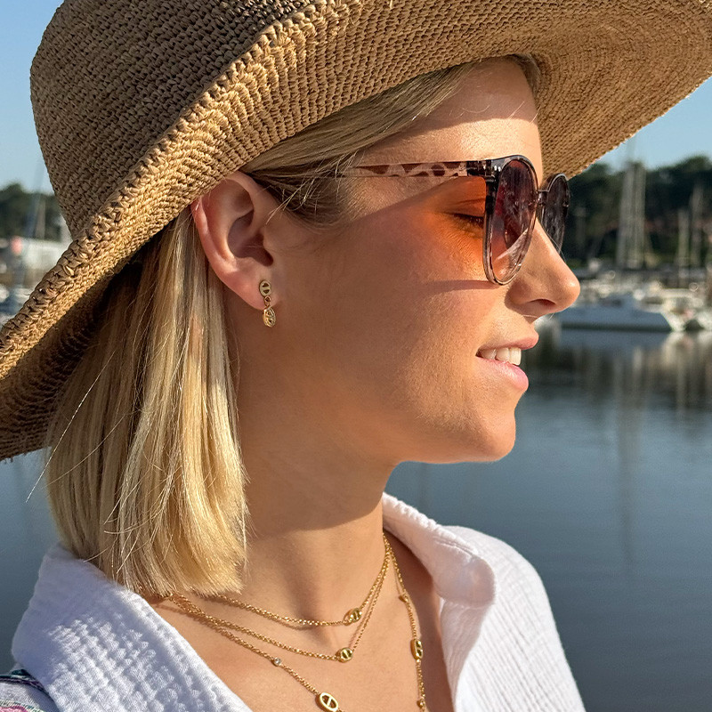 Boucles d’oreilles Acier Inoxydable Maille Marine