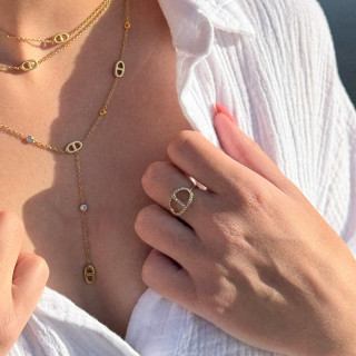 Bague Marine strass acier inoxydable