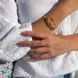 Bague Marine strass acier inoxydable