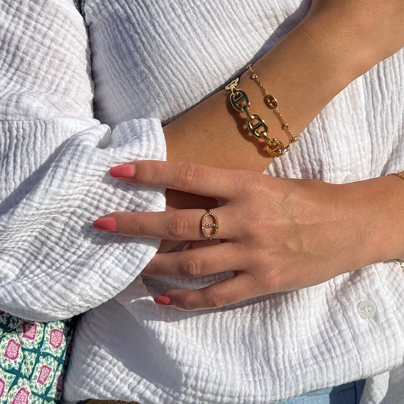 Bague Marine strass acier inoxydable