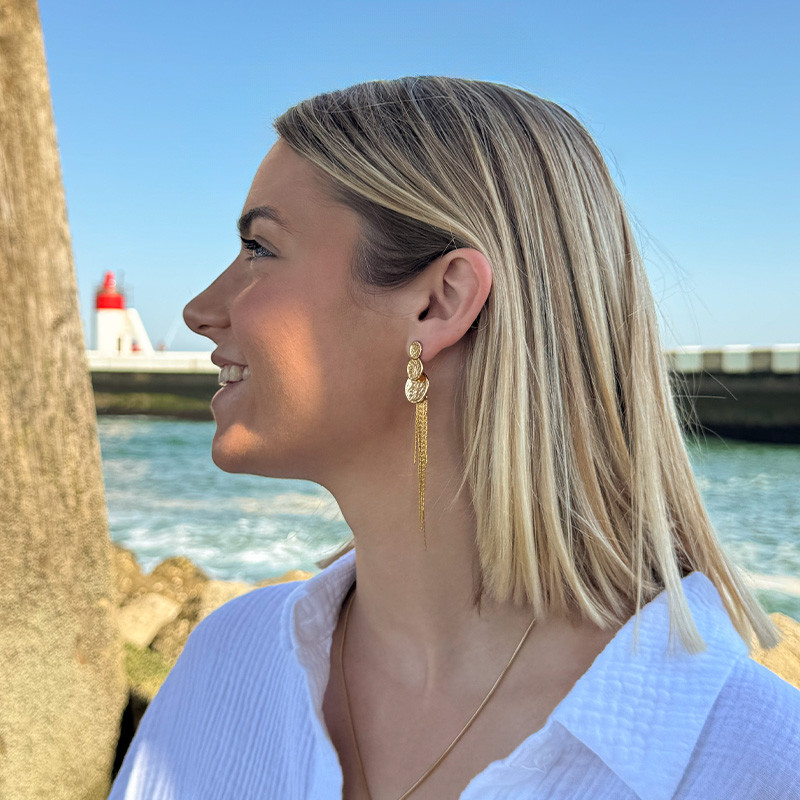 Boucles d’oreilles pendantes Acier Doré