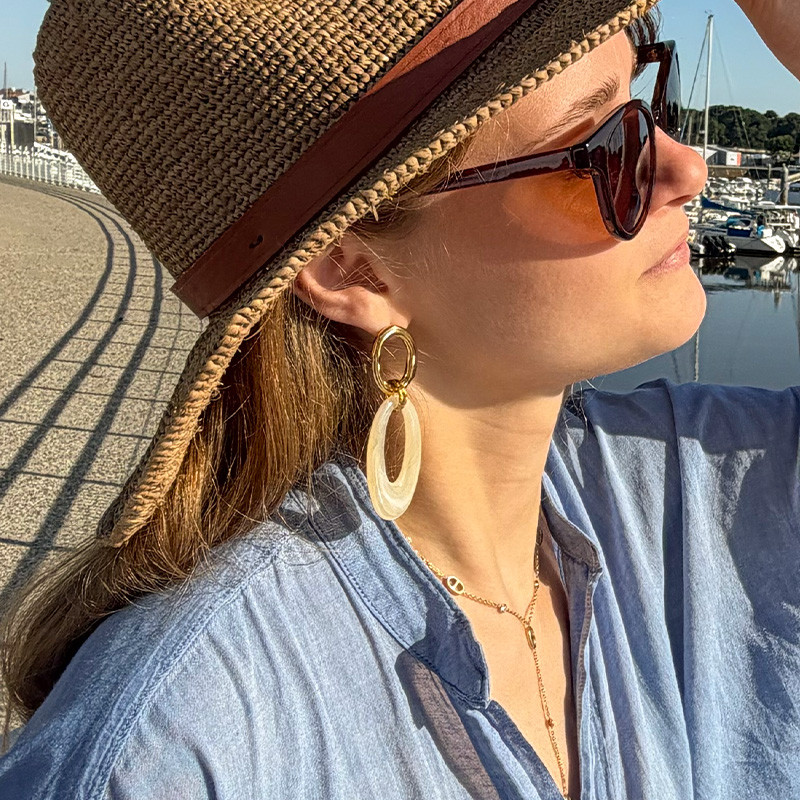 Boucles d’Oreilles Acier Inoxydable & Nacre