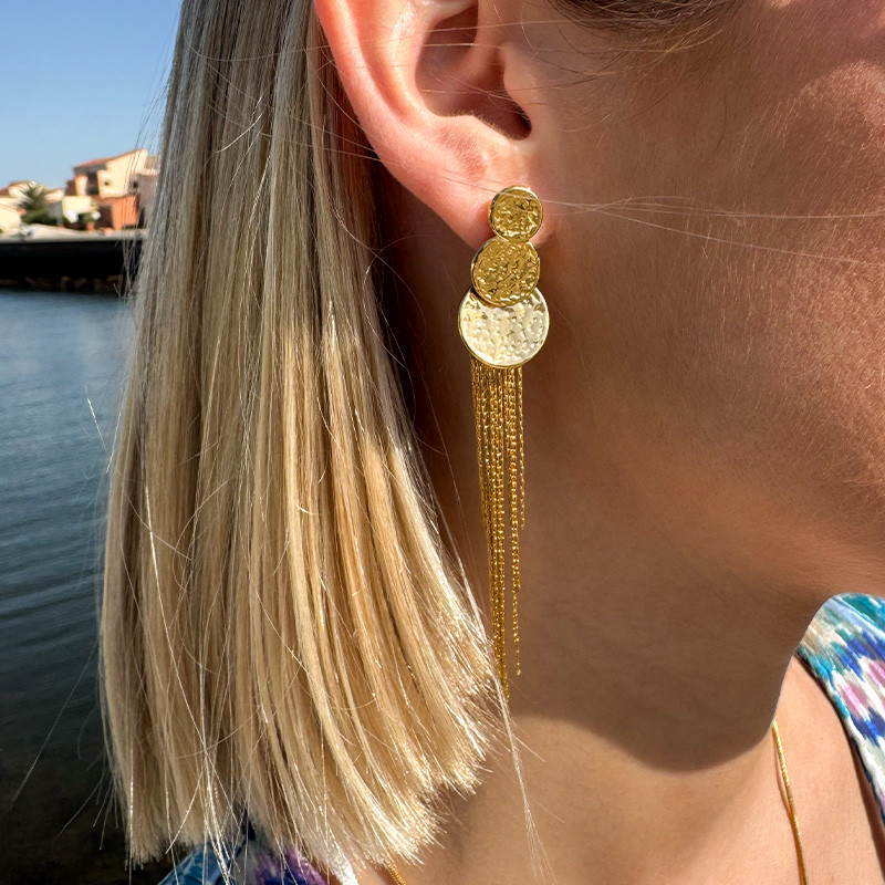 Boucles d’oreilles pendantes Acier Doré