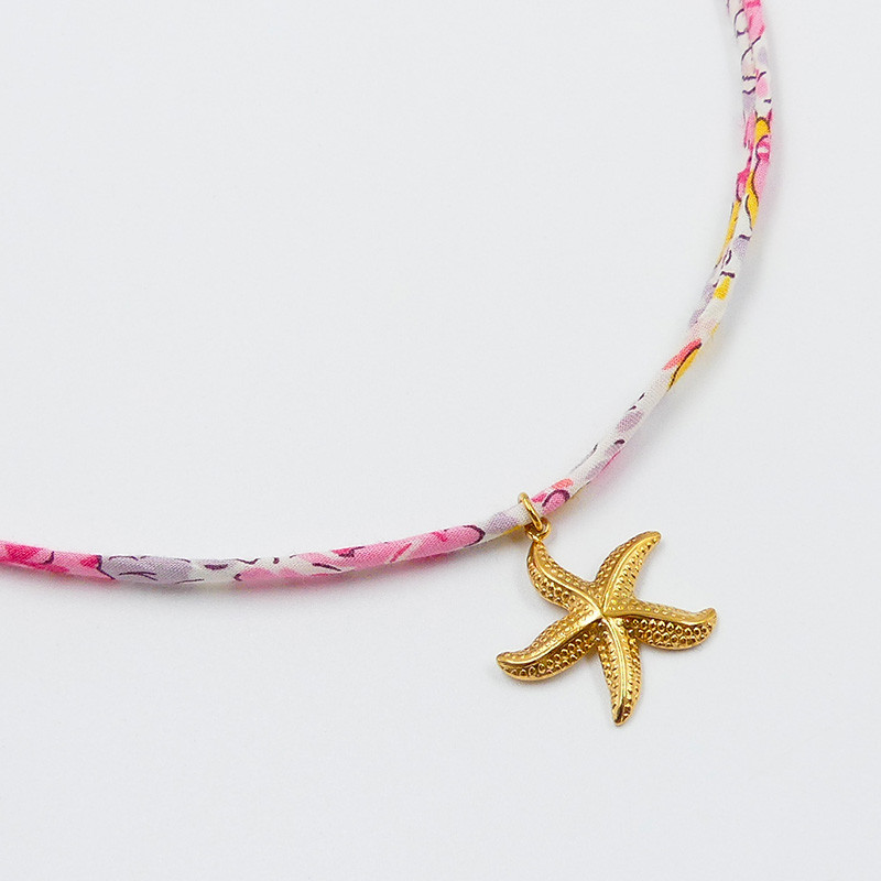 Collier Liberty Rose & Étoile de Mer Acier Inoxydable Doré