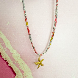 Collier Liberty Rose & Étoile de Mer Acier Inoxydable Doré