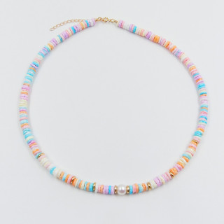 Collier Coquillages Colorés et perle