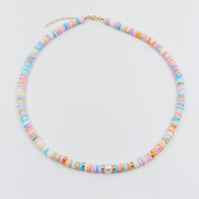 Collier Coquillages Colorés et perle