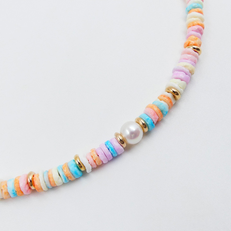 Collier Coquillages Colorés & Perle de Culture