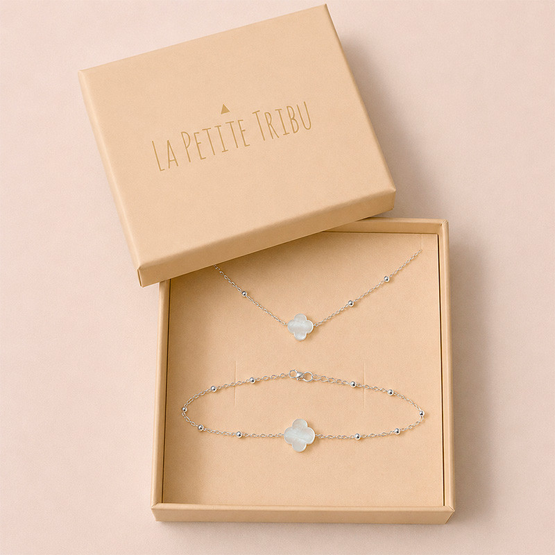 coffret parure trèfle argent 925