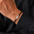 Bracelet Cordon Noir & Croix Argent 925