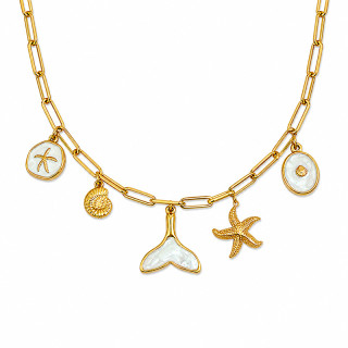 Collier Charms Océan en Acier Inoxydable Doré
