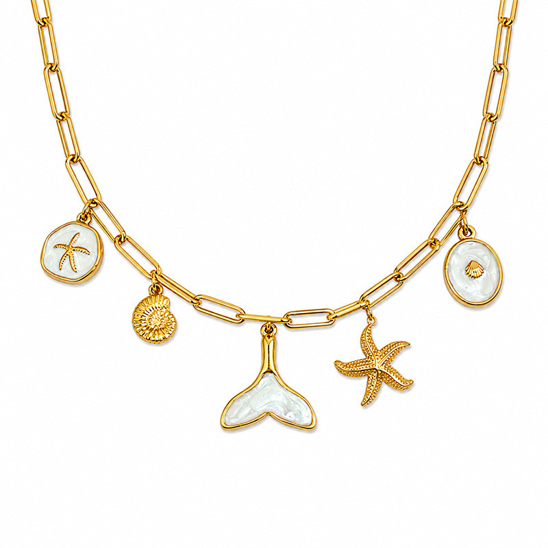 Collier Charms Océan en Acier Inoxydable Doré