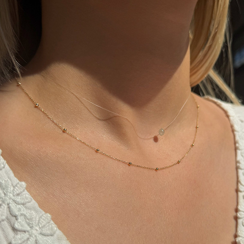 Collier Nylon Goutte Diamant Blanc