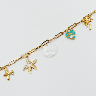 Collier acier inoxydable étoile de mer coquillage