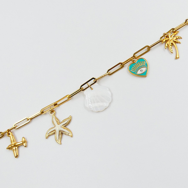 Collier acier inoxydable étoile de mer coquillage