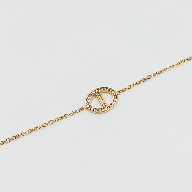 Bracelet Acier Doré Maille Marine en strass