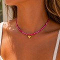 Collier Cordon Liberty Rose & Pendentif Cœur en Acier