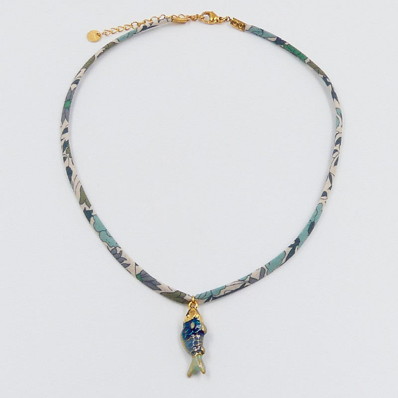 Collier tissu Liberty poisson