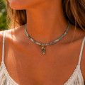 Collier Cordon Liberty vert & poisson