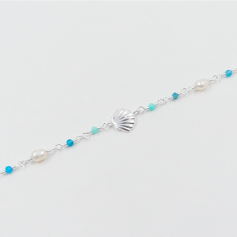 Bracelet perles d'eau douce bleu