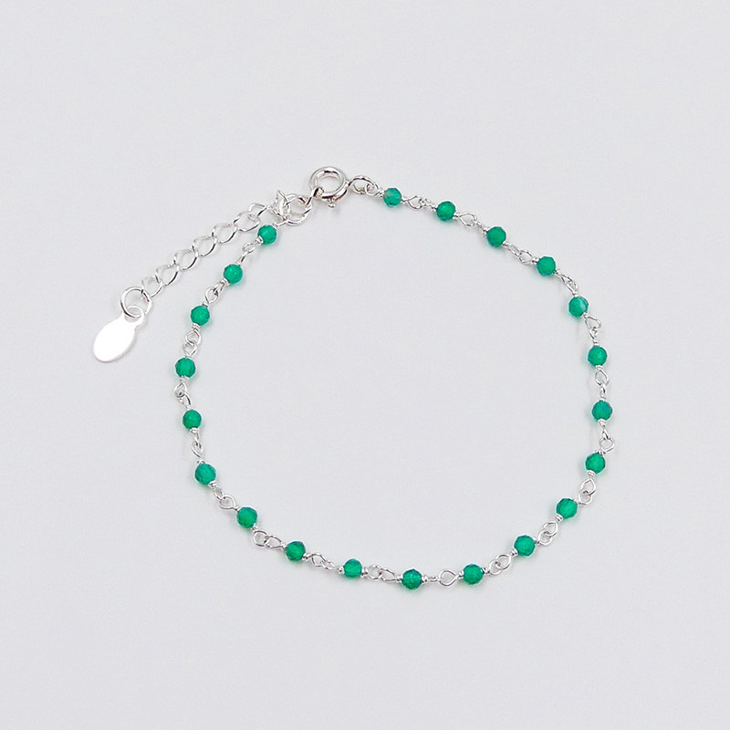 Bracelet fin argent onyx vert