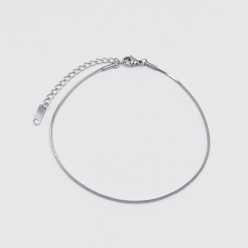 Chaîne de cheville acier argenté maille serpentine