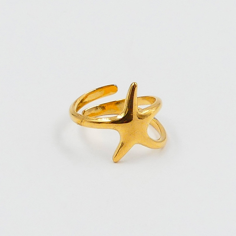 Bague ajustable étoile de mer dorée