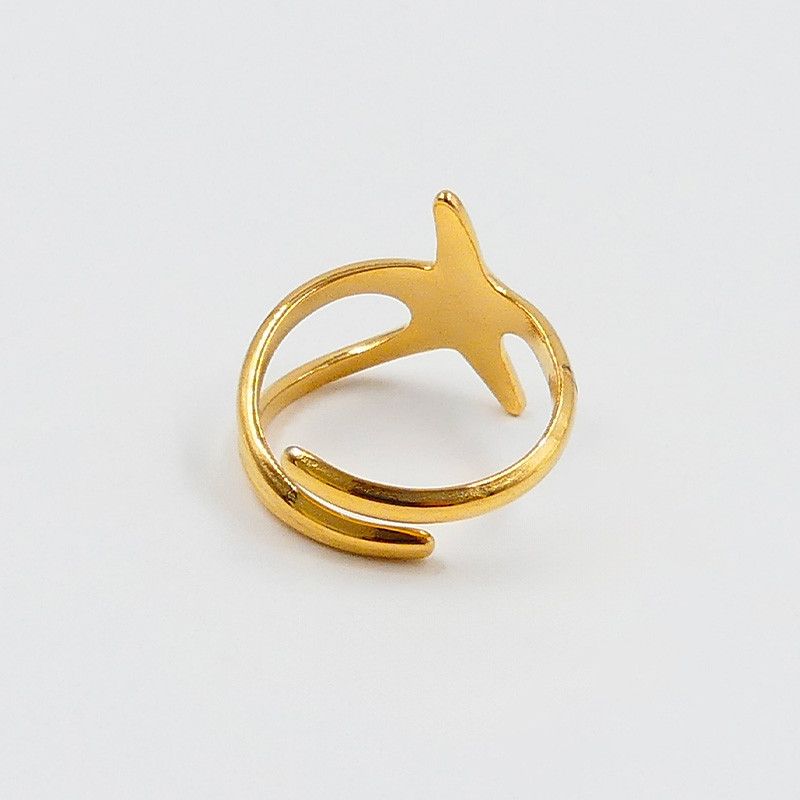 Bague ajustable acier doré étoile de mer
