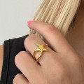 Bague ajustable acier doré étoile de mer