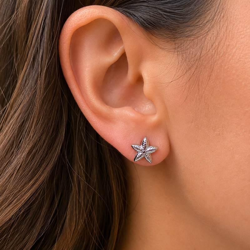 Clous d'oreilles acier étoile de mer