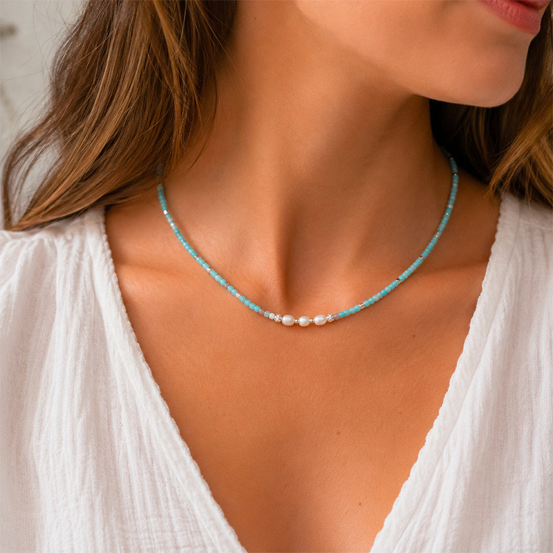Collier Amazonite et Perles d'eau douce