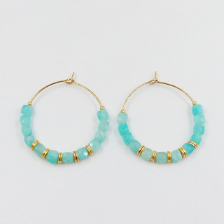 Créoles dorées 35 mm Amazonite