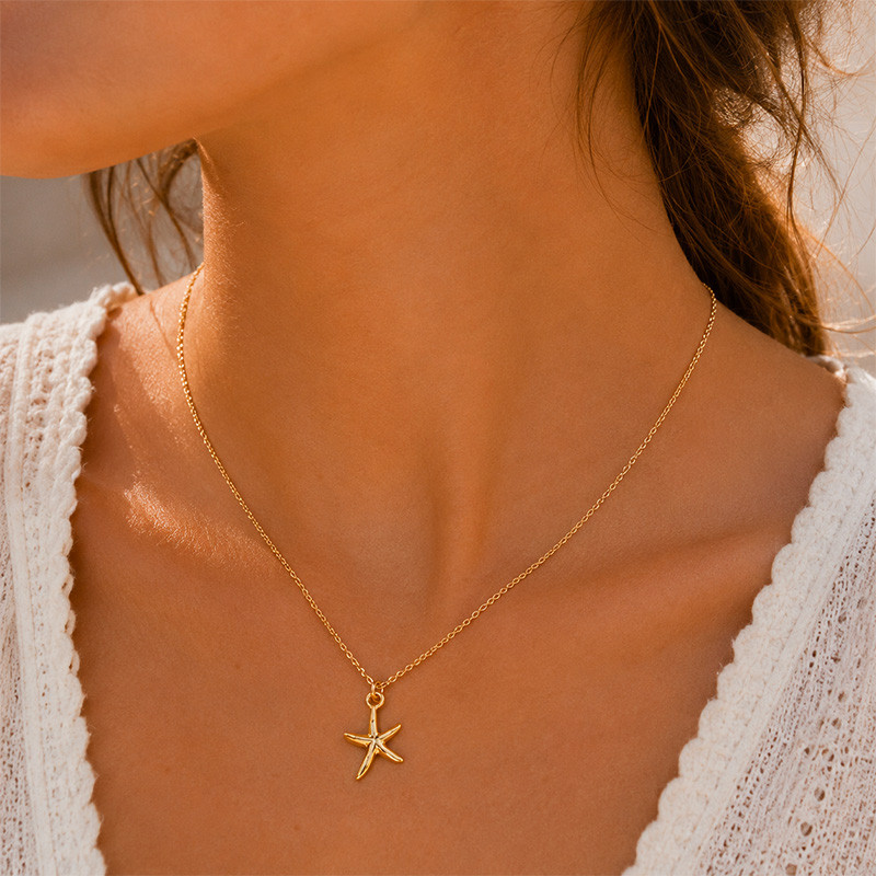 Collier plaqué or étoile de mer