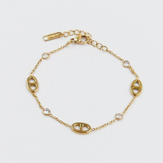 Bracelet acier doré strass