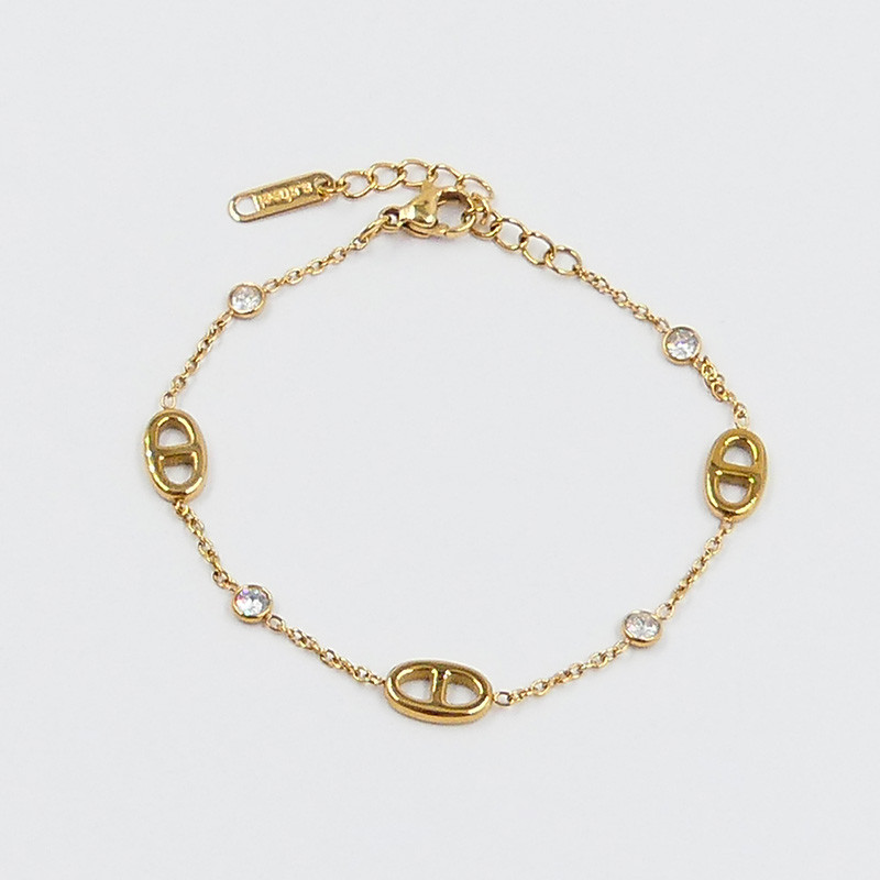 Bracelet acier doré strass