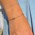Bracelet Acier Doré Maille Marine & Strass