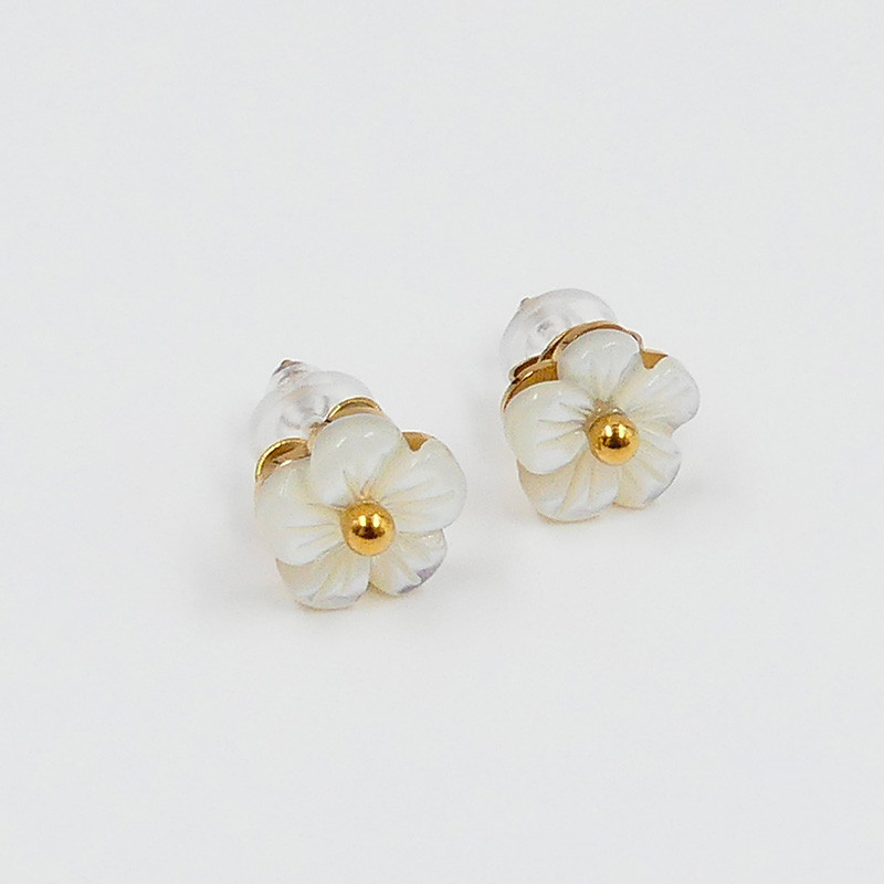Clous d'oreilles acier fleur nacre