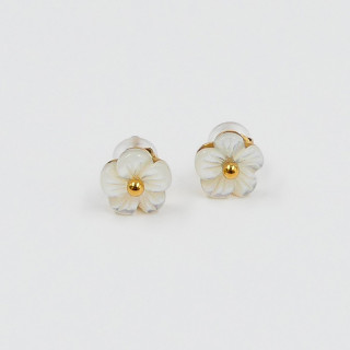 Clous d'oreilles acier fleur nacre