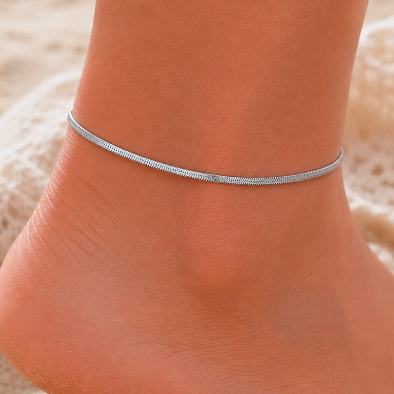 Bracelet de Cheville Acier maille serpentine