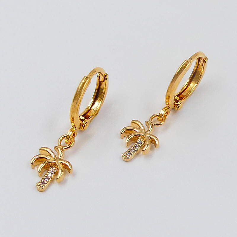 Boucle d'oreille palmier plaqué or