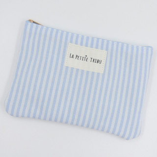 Pochette tissu bleu et blanc